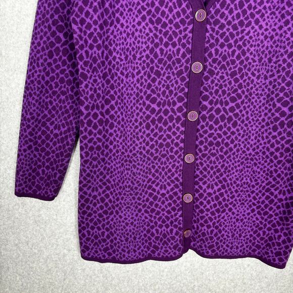 Isaac Mizrahi Sweater Womens Large Purple Animal Snake Print Long Quirky Whimsy - Picture 2 of 10